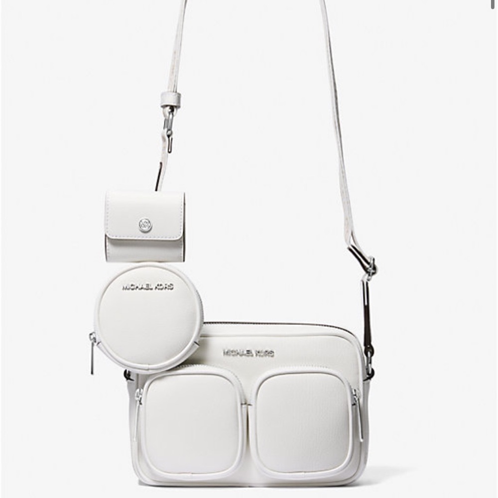 Michael Kors Jet Set Leather Medium Crossbody Bag with Case for Apple Airpods Pr